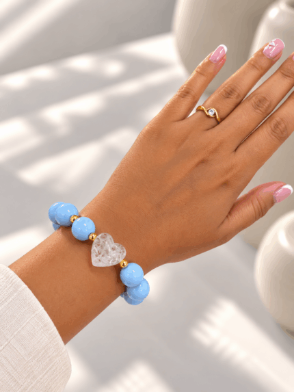 Pulsera Chicle Azul Corazon Nacar