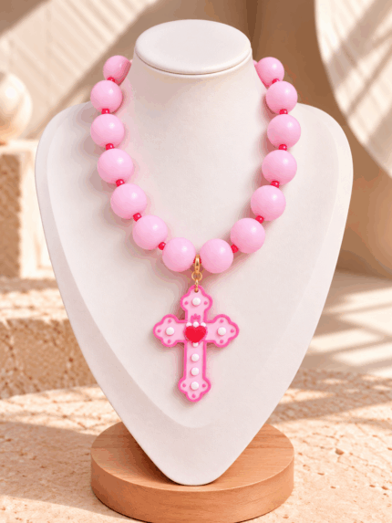 Collar Chicle Rosado Cruz