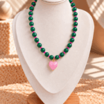 Collar Chicle Verde Corazon Rosa Mini