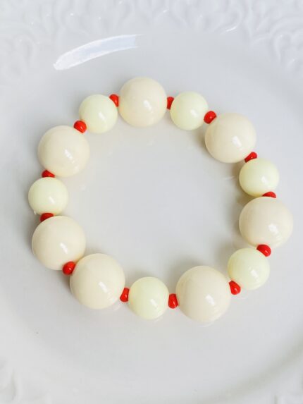 Pulsera Chicle Beige Rojo Combinada