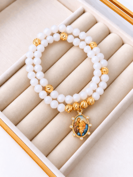 Pulsera Rosario Blanca Sagrada Familia
