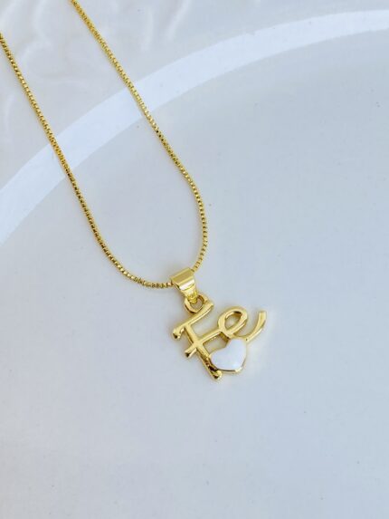 Cadena Fe Corazon Beige