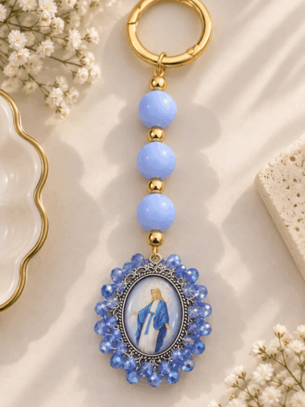 Llavero Virgen Milagrosa - Azul Cielo