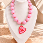 Collar Chicle Rosado Corazon Fé