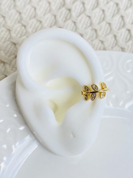 Earcuff Hojas Cristales