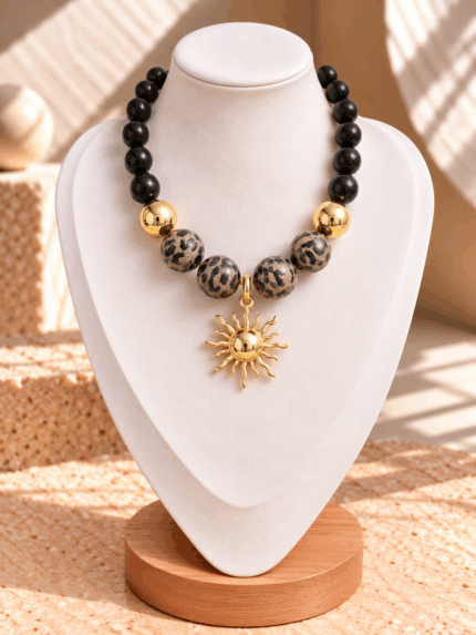 Collar Chicle Negro Animal Print Sol
