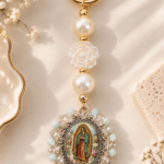 Llavero Rosa de Guadalupe - Perla Menta