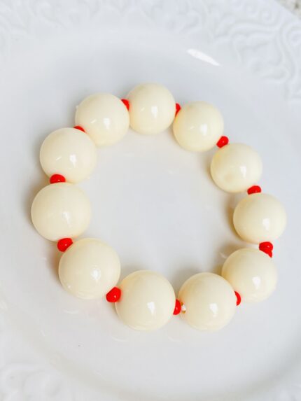 Pulsera Chicle Beige Rojo