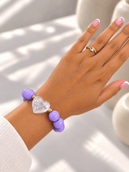 Pulsera Chicle Lila Corazon Nacar