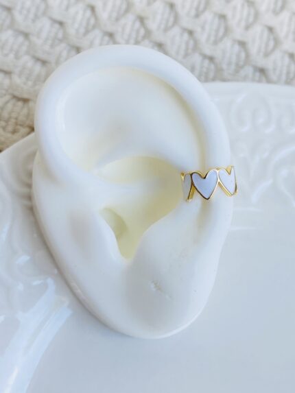 Earcuff Corazoncitos Blancos