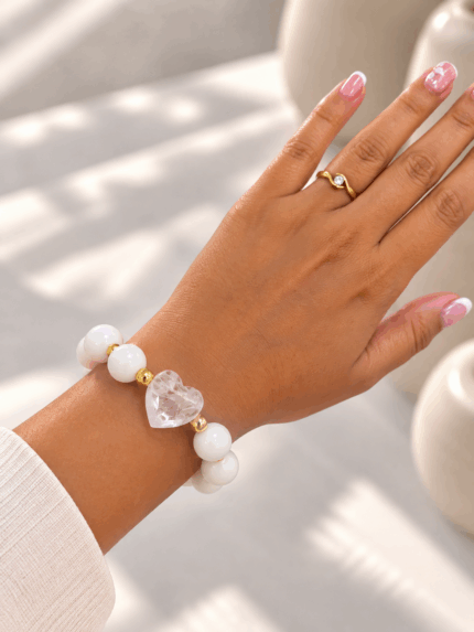 Pulsera Chicle Blanca Corazon Nacar
