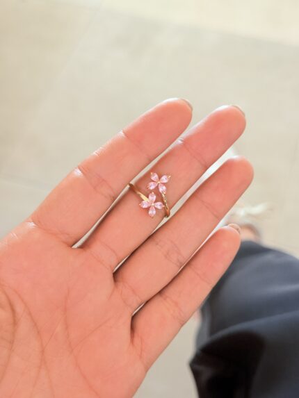 Anillo doble flor rosa