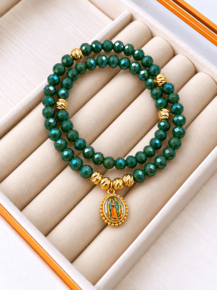 Pulsera Rosario Verde Virgen de Guadalupe