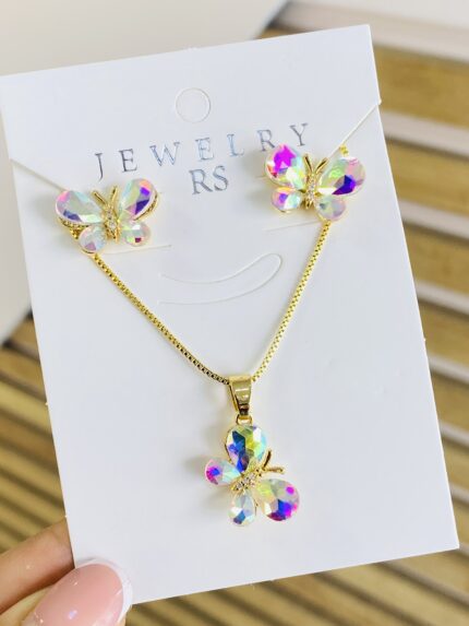 Set de Rodio Mariposa Cristal