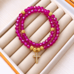 Pulsera Rosario Fucsia Cruz