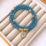 Pulsera Rosario Azul Turquesa Virgen Milagrosa