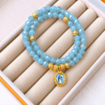 Pulsera Rosario Azul Cielo Virgen Milagrosa