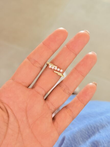 Anillo Cuadro Linea Perlada